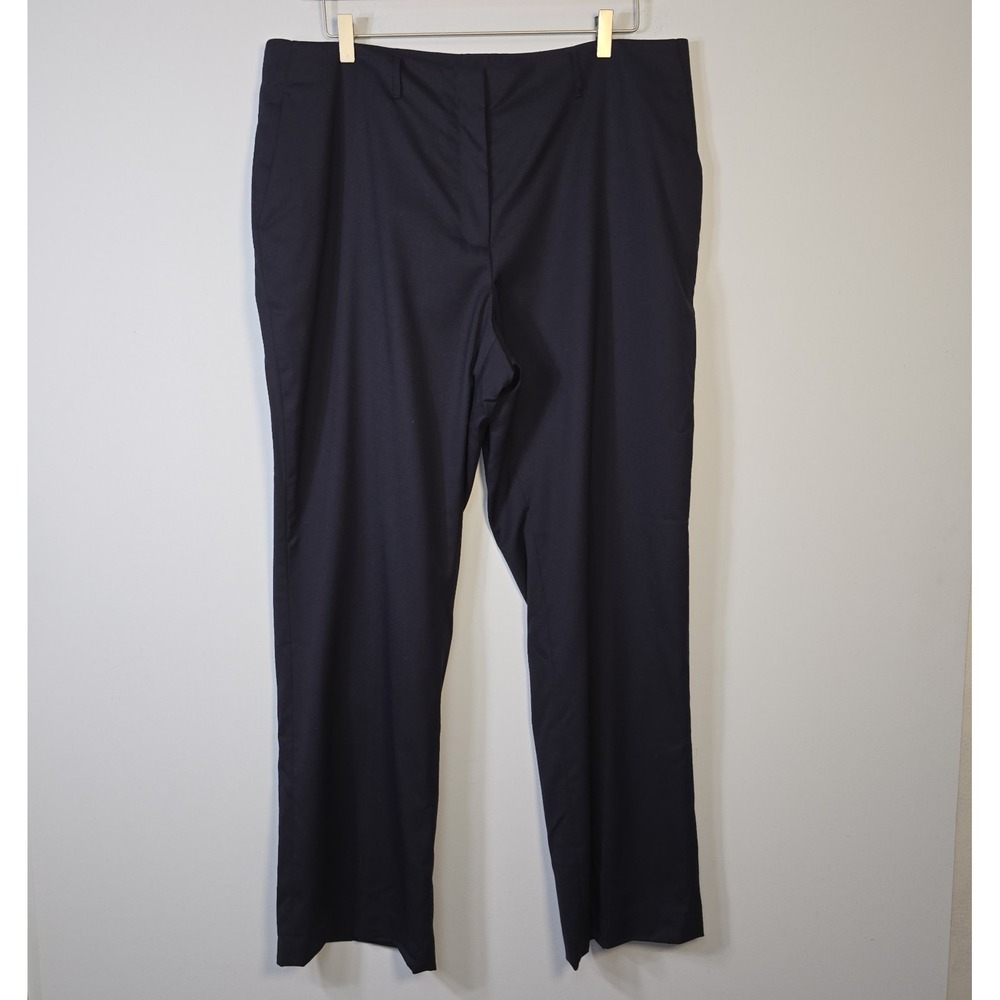 Lands End Navy Blue Wool Straight Leg Trouser Pants Womens 18W Business New